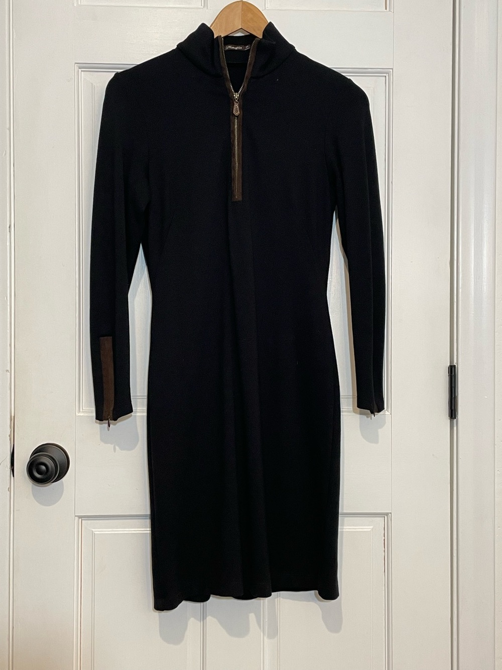 J. McLaughlin Black Quarter-Zip Knit Dress Women’s XS